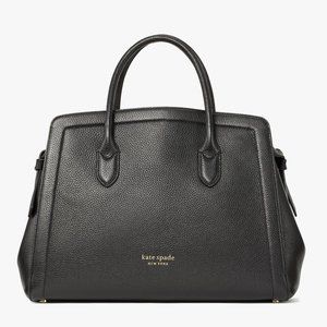 New Kate Spade Knott Pebble Leather Large Satchel Leather Black